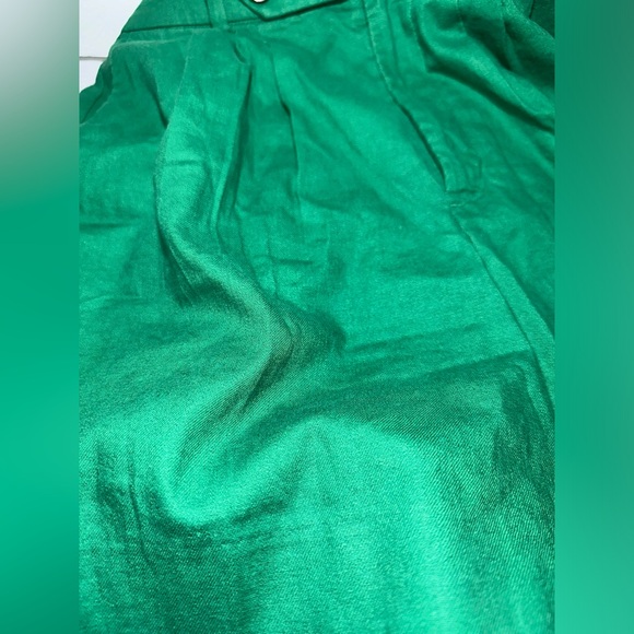 Banana Republic Linen High Rise Waist Shorts Pleated 4 Green - Picture 7 of 7